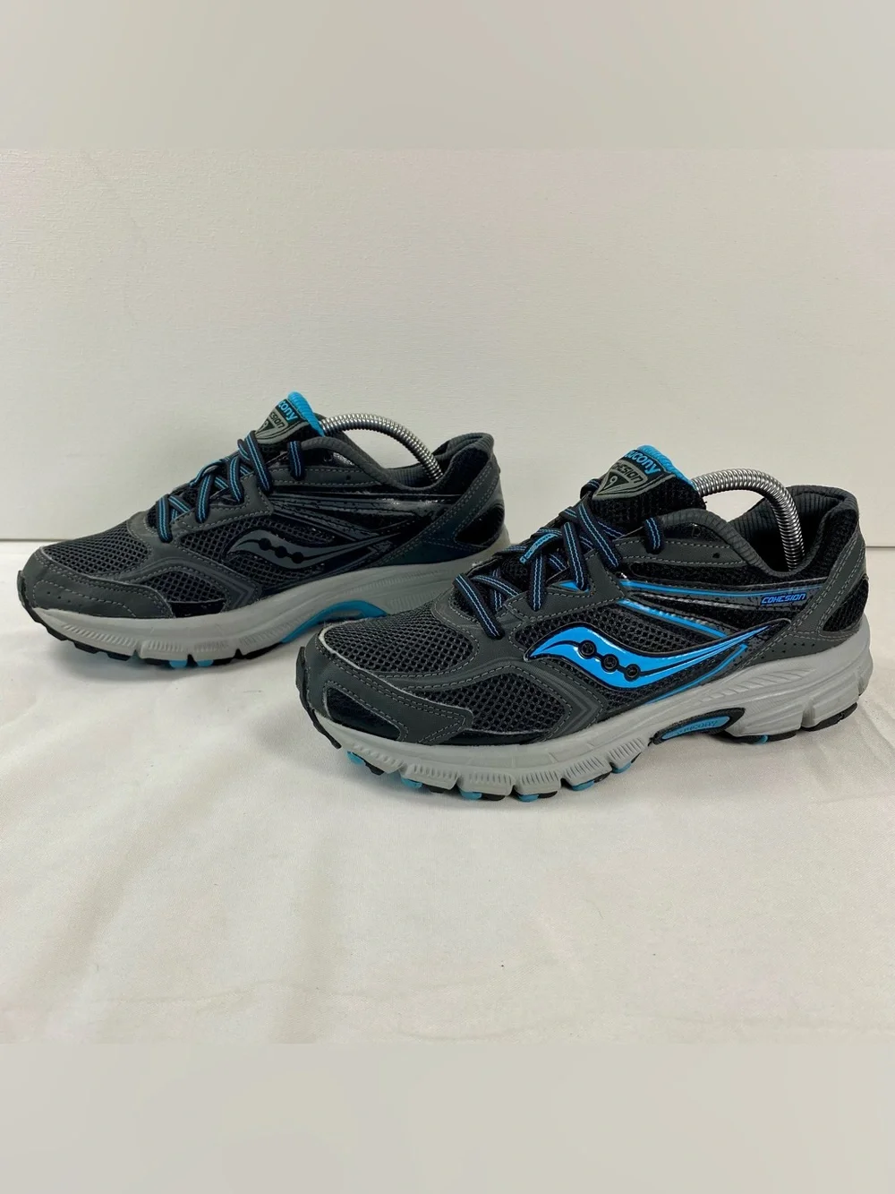 Saucony Cohesion 9 Womens 8 Black Gray Blue Running Shoes S15279-2 Sneakers